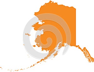 Orange map of Alaska Last Frontier