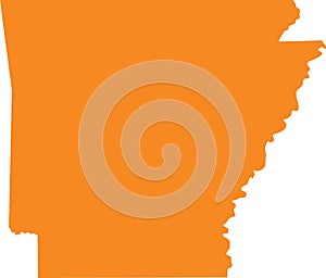 Orange map of Arkansas Natural State