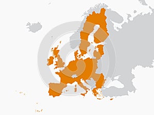 Orange map of European Union