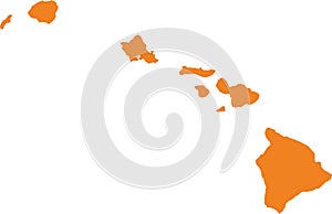 Orange map of Hawaii Aloha State