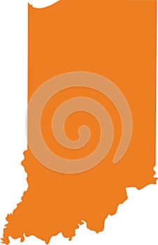 Orange map of Indiana Hoosier State