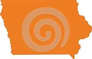 Orange map of Iowa Hawkeye State