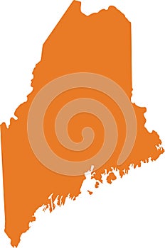Orange map of Maine Pine Tree State