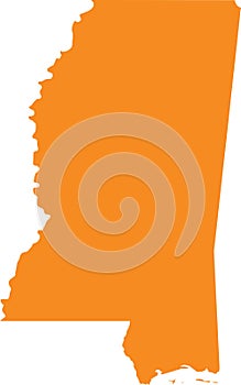 Orange map of Mississippi Magnolia State