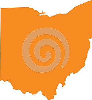 Orange map of Ohio Buckeye State