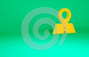 Orange Map pin icon isolated on green background. Navigation, pointer, location, map, gps, direction, place, compass