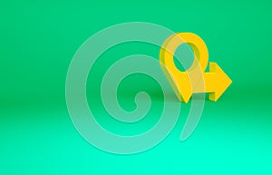 Orange Map pin icon isolated on green background. Navigation, pointer, location, map, gps, direction, place, compass