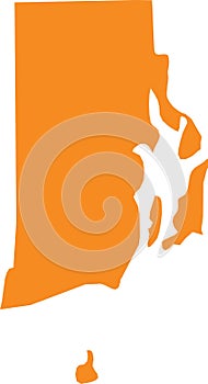 Orange map of Rhode Island Ocean State