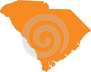 Orange map of South Carolina Palmetto State