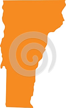 Orange map of Vermont Green Mountain State