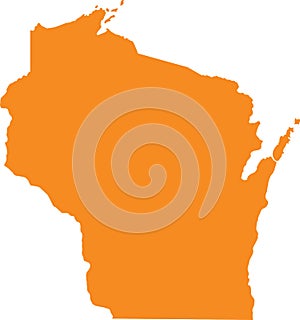 Orange map of Wisconsin Badger State