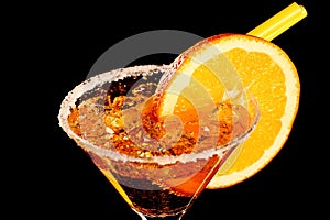 Orange margareta fresh Coctail isolated on black