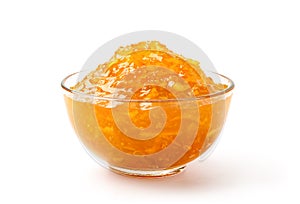Orange marmalade in glass bowl