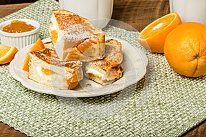 Orange marmalade stuffed toast