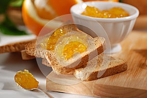 Orange marmalade on toast