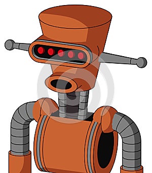 Orange Mech With Cylinder-Conic Head And Round Mouth And Visor Eye