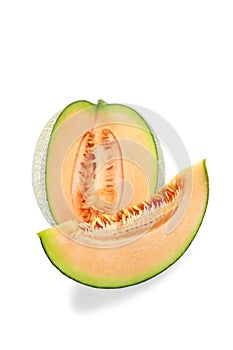 Orange Melon fruit isolated on white background.