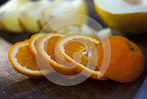 Orange and melon sliced