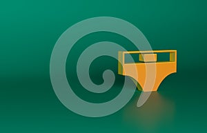 Orange Men underpants icon isolated on green background. Man underwear. Minimalism concept. 3D render illustration