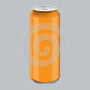 Orange Metal Aluminum Beverage Drink. Mockup for Product Packaging. Energetic Drink Can 500ml, 0,5L