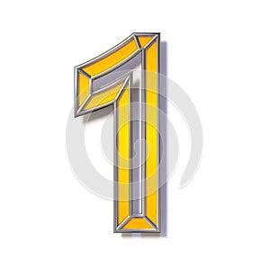 Orange metal wire font Number 1 ONE 3D