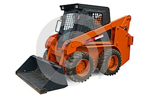 Orange mini wheel excavator