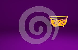 Orange Mixed punch with fresh fruits in bowl icon isolated on purple background. Minimalism concept. 3d illustration 3D