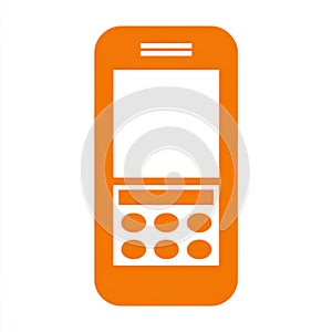 Simple Orange Mobile Phone Icon on White Background