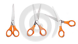 Orange multipurpose scissors set isolated