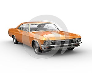 Orange muscle car - front view closeup