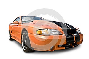 Orange Muscle Car isolated on white