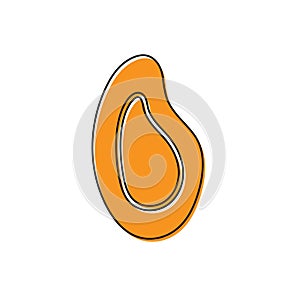 Orange Mussel icon isolated on white background. Fresh delicious seafood. Vector.