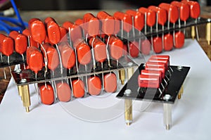 orange mylar capacitors connected in parallel