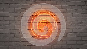 Orange neon light email sign on wall 3D rendering illustration