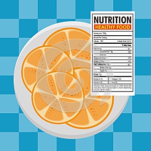 Orange with nutrition facts