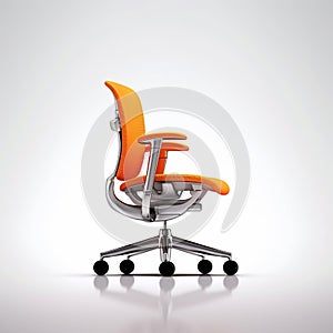 orange office chair in white background