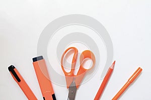 orange office isolated on a white background. subjects for school. back to school concept