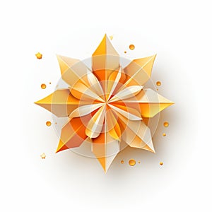 an orange origami star on a white background