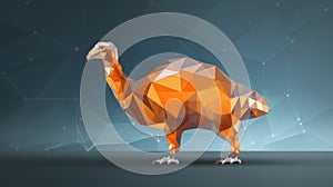 an orange ostrich in a low polygonal style