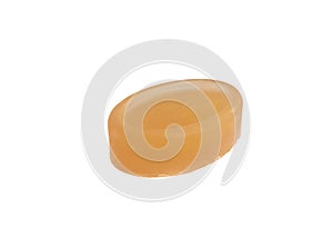 Orange oval shape soap bar isolated on white background
