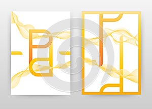 Orange P letter alphabet with yellow waved lines design for annual report, brochure, flyer, poster. Waved lines background vector