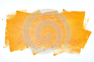 Orange paint roller strokes on white wall