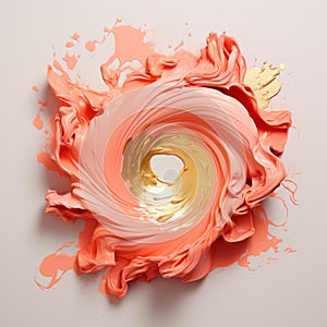 Orange Paint Swirl With Gold Splatter: A Rococo-inspired Conceptual Sculpture