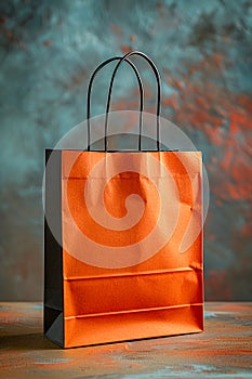 Orange paper bag ,Design Template for Mock-up ,AI generated