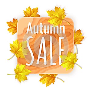 Orange paper cut background, Autumn sale banner template with yellow paper cut shapes for flyer with discount offers in fall