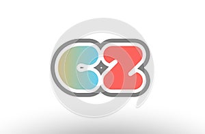 orange pastel blue alphabet letter cz c z logo combination icon