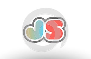 orange pastel blue alphabet letter js j s logo combination icon photo