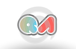 orange pastel blue alphabet letter qa q a logo combination icon