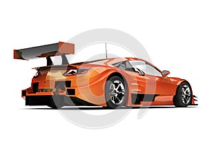 Orange pearlescent modern super sports car - back view
