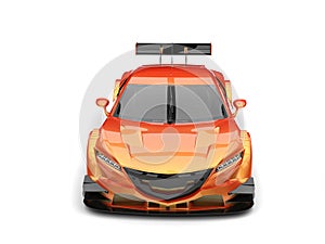 Orange pearlescent modern super sports car - front view